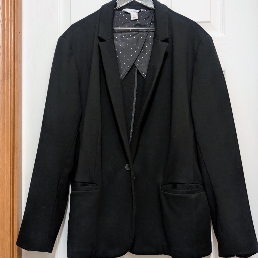 Old Navy Black Jacket with Polka Dot Interior